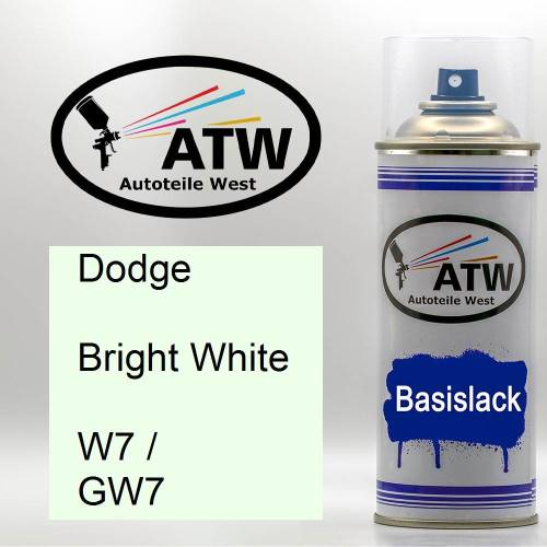 Dodge, Bright White, W7 / GW7: 400ml Sprühdose, von ATW Autoteile West.
